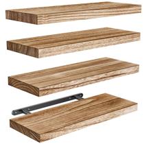 Prateleiras flutuantes AMADA HOMEFURNISHING Paulownia Wood, conjunto de 4 Prateleiras flutuantes AMADA HOMEFURNISHING Paulownia Wood, conjunto de 4