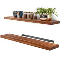 Prateleiras flutuantes BATODA Wood, acácia de 36 polegadas, conjunto de 2