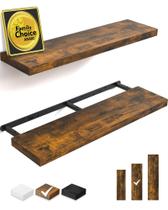 Prateleiras flutuantes BAYKA, prateleiras de madeira rústica de 36" montadas na parede para banheiro, quarto, sala de estar, cozinha, escritório, prateleira suspensa para livros/armazenamento/decoração (marrom rústico, conjunto de 2) Prateleiras flutuantes BAYKA, prateleiras de madeira rústica de 36" montadas na parede para banheiro, quarto, sala de estar, cozinha, escritório, prateleira suspensa para livros/armazenamento/decoração (marrom rústico, conjunto de 2)