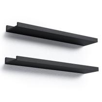 Prateleiras flutuantes Boswillon Long Black 60cm, conjunto de 2