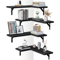 Prateleiras flutuantes de canto AMADA HOMEFURNISHING, conjunto de 4 pretas