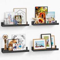 Prateleiras flutuantes Forbena Black, conjunto de 4 suportes de parede com lábio