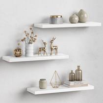 Prateleiras flutuantes Forbena White 60cm, conjunto de 3 decorações de parede