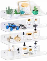 Prateleiras flutuantes Freyvora Clear Acrylic 38 cm Wall, pacote com 4