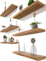 Prateleiras flutuantes GXYAWPJ Light Wood para parede, conjunto de 6