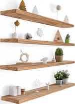 Prateleiras flutuantes GXYAWPJ Rustic Light Wood 90cm, conjunto de 4 Prateleiras flutuantes GXYAWPJ Rustic Light Wood 90cm, conjunto de 4