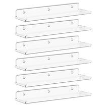 Prateleiras flutuantes Lifewit Acrylic 15 cm transparente, pacote com 6 unidades, suporte de parede