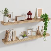 Prateleiras flutuantes Marsmiles Wood, conjunto de 2 91cm, preto carbonizado Prateleiras flutuantes Marsmiles Wood, conjunto de 2 91cm, preto carbonizado