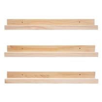 Prateleiras flutuantes MBYD Natural Wood 24 cm, conjunto de 3 para casa