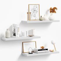 Prateleiras flutuantes Oridom White Wood, conjunto de 3 para parede