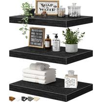 Prateleiras flutuantes QEEIG 10 Deep para parede 25x40cm, conjunto de 3 pretas