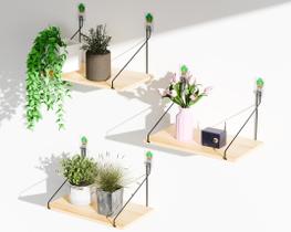 Prateleiras flutuantes QSQueen Rustic Wood, conjunto de 3 para decoração de casa