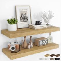 Prateleiras flutuantes RICHFOCUS 91 cm montadas na parede, pacote com 2 unidades em madeira de carvalho