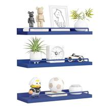 Prateleiras flutuantes RYOFOBETTO, conjunto de decoração de banheiro de 3 azuis escuros Prateleiras flutuantes RYOFOBETTO, conjunto de decoração de banheiro de 3 azuis escuros