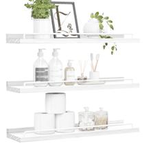 Prateleiras flutuantes RYOFOBETTO, decoração de banheiro de 22 cm, conjunto de 3 brancos Prateleiras flutuantes RYOFOBETTO, decoração de banheiro de 22 cm, conjunto de 3 brancos