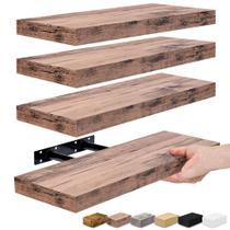 Prateleiras flutuantes Sorbus Mahogany para banheiro de parede, pacote com 4 Prateleiras flutuantes Sorbus Mahogany para banheiro de parede, pacote com 4