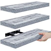 Prateleiras flutuantes Sorbus Rustic Blue, pacote com 3, quarto de 40 cm