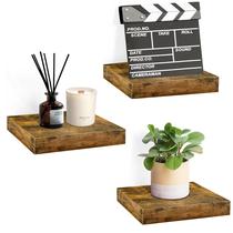 Prateleiras flutuantes Sorbus Square Mounted Wood, conjunto de 3 Prateleiras flutuantes Sorbus Square Mounted Wood, conjunto de 3