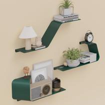 Prateleiras flutuantes Storaboks Conjunto de 3 prateleiras de parede verdes metálicas Prateleiras flutuantes Storaboks Conjunto de 3 prateleiras de parede verdes metálicas