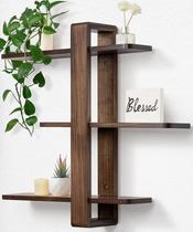 Prateleiras flutuantes SUMGAR Wall Mounted Walnut 3 Tier 50cm