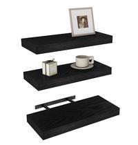 Prateleiras flutuantes Vervida Rustic Wood 38 cm, conjunto montado na parede/3