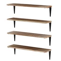 Prateleiras flutuantes Wallfurniture Arras 24", madeira rústica, conjunto de 4 Prateleiras flutuantes Wallfurniture Arras 24", madeira rústica, conjunto de 4