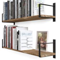 Prateleiras flutuantes Wallfurniture Toledo Burnt Finish, conjunto de 2 Prateleiras flutuantes Wallfurniture Toledo Burnt Finish, conjunto de 2