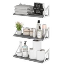 Prateleiras flutuantes Wallniture Minori Grey para banheiro, conjunto de 3 Prateleiras flutuantes Wallniture Minori Grey para banheiro, conjunto de 3