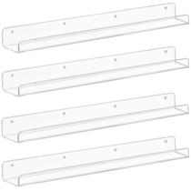 Prateleiras flutuantes Weiai Clear Acrylic 60cm, conjunto de 4