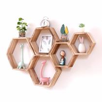 Prateleiras flutuantes WonFully Hexagon Wood Farmhouse Driftwood Prateleiras flutuantes WonFully Hexagon Wood Farmhouse Driftwood