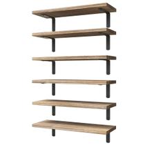Prateleiras flutuantes WOPITUES Wood, conjunto de 6 para decoração de parede Prateleiras flutuantes WOPITUES Wood, conjunto de 6 para decoração de parede