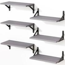 Prateleiras flutuantes YGEOMER 42 cm Wall Farmhouse Grey, conjunto de 6