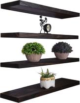 Prateleiras flutuantes YYWUOJJ Wood Rustic Wall Walnut 60cm - Conjunto de 4 Prateleiras flutuantes YYWUOJJ Wood Rustic Wall Walnut 60cm - Conjunto de 4