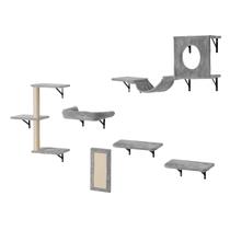 Prateleiras para gatos montadas na parede VEVOR com pranchas de salto e rede Prateleiras para gatos montadas na parede VEVOR com pranchas de salto e rede