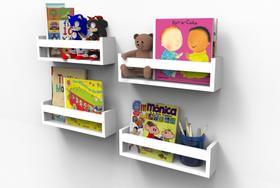 Prateleiras para Livros Infantis Montessoriana 40cm 4 Peças - Madeneny