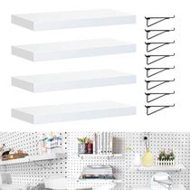 Prateleiras Pegboard HJW, pacote com 4 suportes e ganchos para garagem doméstica