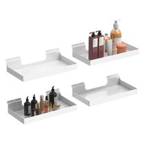 Prateleiras Slatwall MQKIWAO 4 peças de 40x20 cm, metal pesado, branco Prateleiras Slatwall MQKIWAO 4 peças de 40x20 cm, metal pesado, branco