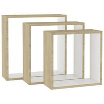 Prateleiras Wall Cube VidaXL White/Sonoma Oak MDF, conjunto de 3 Prateleiras Wall Cube VidaXL White/Sonoma Oak MDF, conjunto de 3