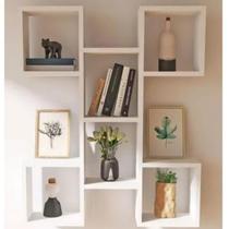 Pratileira decorativo mdf versatil 90cm 6 cubo classico
