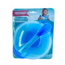 Pratinho com Ventosa e Colher Termo Sensível Azul Siprianni