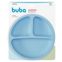 Pratinho De Silicone Com Divisorias E Ventosa Azul