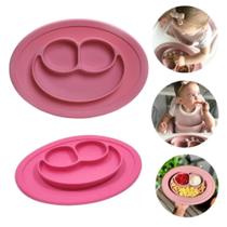 Pratinho De Silicone Infantil Jogo Americano C/ Divisórias Rosa