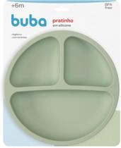 Pratinho Em Silicone com Divisórias E Ventosa Verde Buba