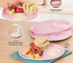 Pratinho infantil de apoio rosa da tupperware