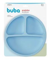 Pratinho Infantil Em Silicone Com Divisória E Ventosa Azul Pratinho Infantil Em Silicone Com Divisória E Ventosa Azul