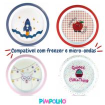 Pratinho Pimpolho Infantil Original Prato Raso Leve Resistente Colorido e Fácil de Limpar