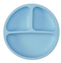 Pratinho Prato Buba Silicone Com Ventosa Divisória Bebê Infantil Azul