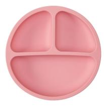 Pratinho Prato Buba Silicone Com Ventosa Divisória Bebê Infantil Rosa