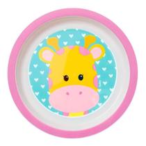 Pratinho Rosa Girafa 6M+ Buba Alça Acetato Compatível Com Micro ondas Ideal Para Papinhas E Frutas