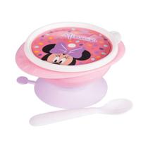 Pratinho Tigela Bebê C/ Ventosa E Colher Minnie Disney